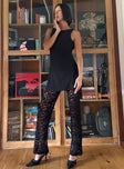 front view of model wearing Princess Polly Peru Lace Pants Black Low Rise Pants 