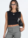 Front view of model wearing  front Princess Polly Sleeveless Sleeveless High Neck High Neck  Shereen Top Black