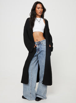 Finneas Longline Cardigan Black Princess Polly  Cropped 