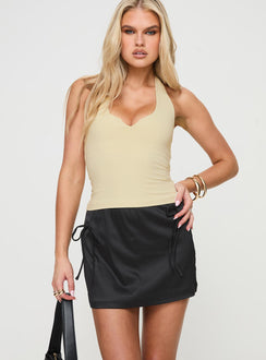   front view of model wearing Princess Polly Bula Low Rise Mini Skirt Black Mini Skirts 