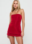 Princess Polly Straight Neck  Carette Strapless Mini Dress Red