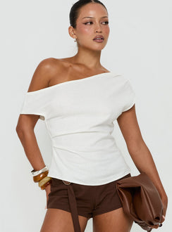 Seasons Change Relaxed Off Shoulder Top White