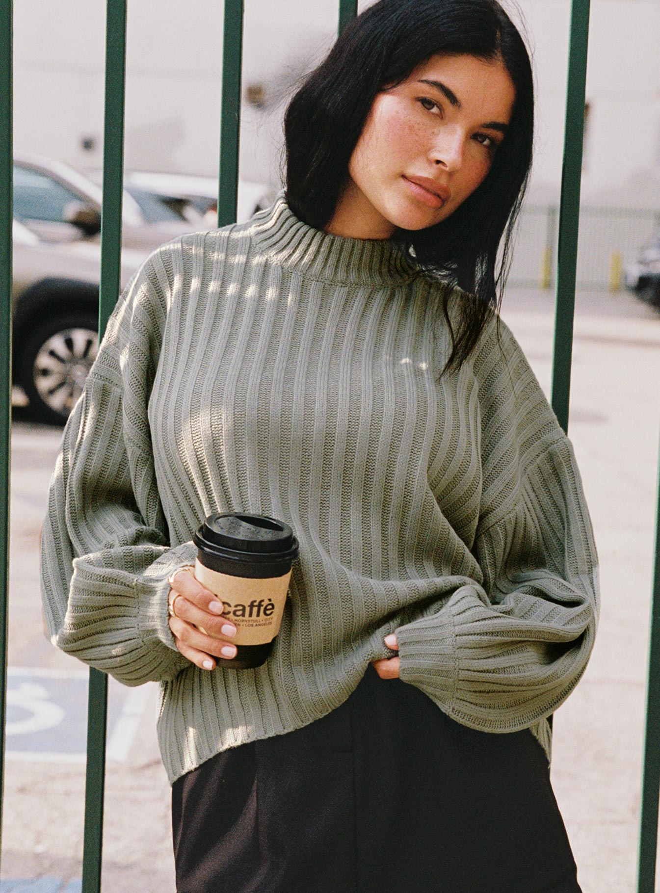 Oversized green turtleneck on sale sweater