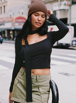 product Princess Polly Full Sleeves Square Neck  Luri Long Sleeve Top Black