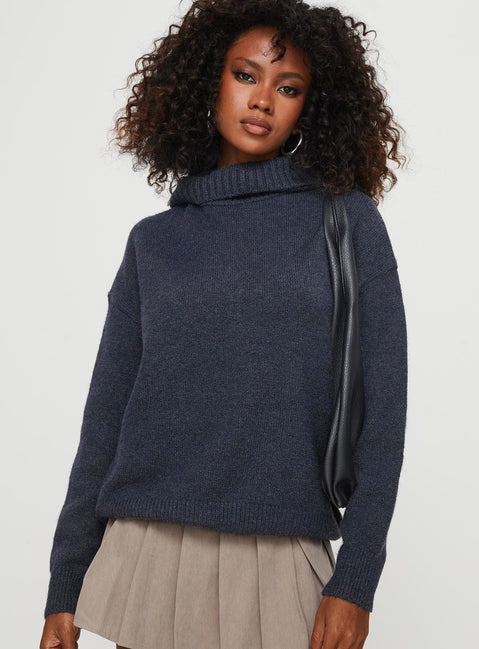 Oswin Turtleneck Sweater Navy Princess Polly  long 