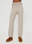 front view of model wearing Princess Polly Umanzor Pants Beige High Waisted Pants 