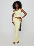   side view of model wearing Princess Polly Whiley Maxi Skirt Cream Maxi 