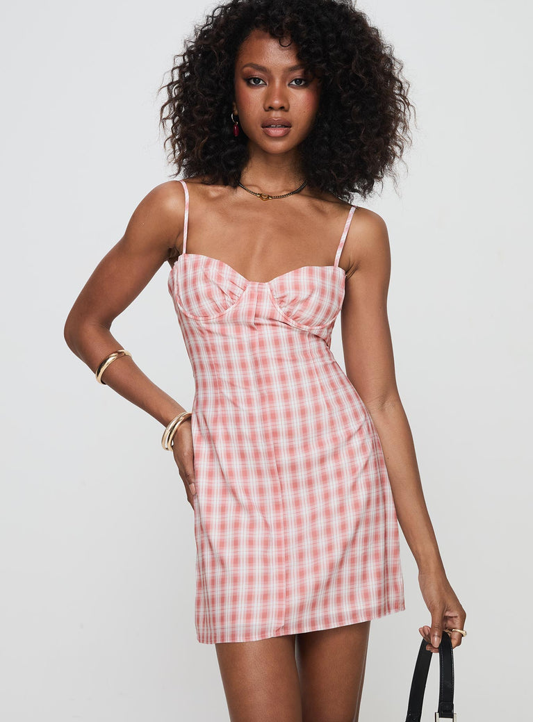 Poto Mini Dress Pink Check