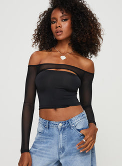 product Princess Polly Sleeveless High Neck  Kampton Off The Shoulder Top Black