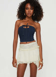   front view of model wearing Princess Polly Ayra Lace Mini Skirt Cream Petite Mini Skirts 