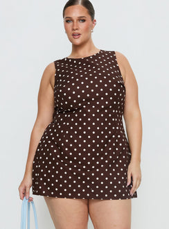 Yumiko Romper Brown Polka Curve