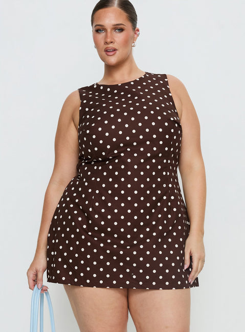 Yumiko Romper Brown Polka Curve