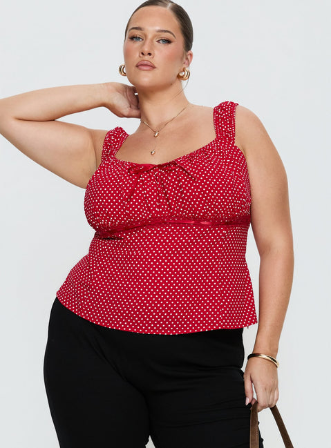 Garconne Top Red Polka Curve