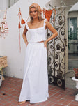   front view of model wearing Princess Polly Valerio Maxi Skirt White Maxi 