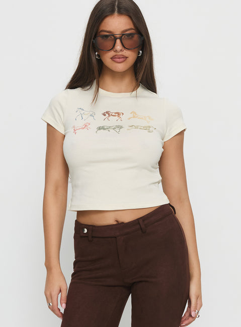 In The West Horse Baby Tee Cream
