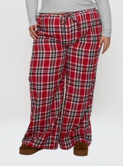 In The Morning Sleep Pant Red Check Curve
