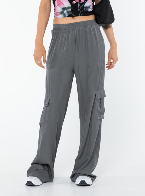 product Princess Polly High Waisted Pants  Lista Elastic Pocket Pants Steel