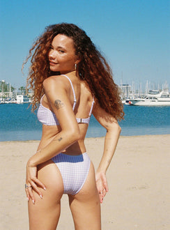 Gingham print bikini bottoms High-cut leg, cheeky style