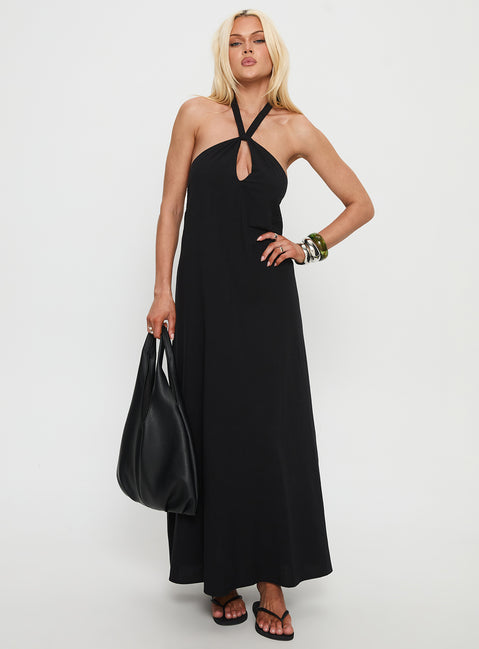 Kaiana Keyhole Halter Maxi Dress Black