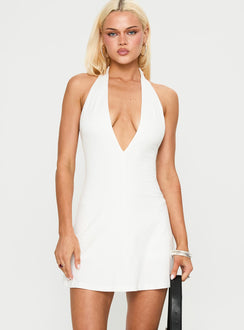 Hollywood Hills Plunge Neck Playsuit White