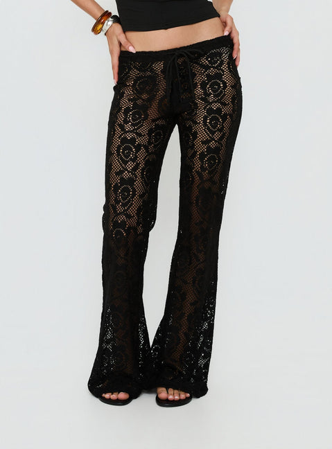Rosadonna Lace Flare Pants Black