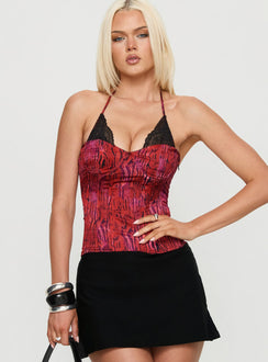 Joylene Lace Up Corset Red / Black