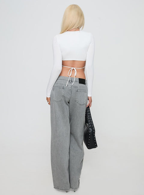 Ellanor Low Rise Straight Leg Jean Washed Grey