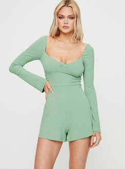 Romper Sweetheart neckline, bow tie detail, long sleeves Elasticated shoulders  Good stretch, double-lined body