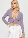 Crop top Sheer material, open-front design, long sleeve, open-front design  Tie fastening at bust 