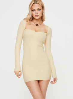 product Princess Polly Crew Neck  Mavins Long Sleeve Mini Dress Cream