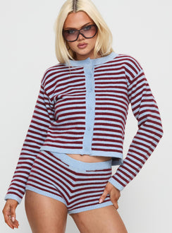 front view of model wearing Princess Polly Kollens Knit Cardigan Multi cropped 