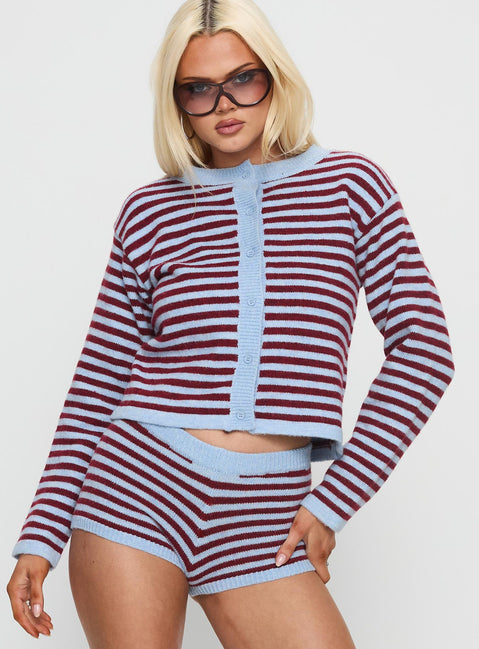 front view of model wearing Princess Polly Kollens Knit Cardigan Multi cropped 