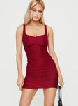 product Princess Polly Crew Neck  Rachelle Mini Dress Burgundy