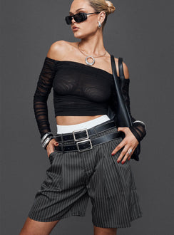 product Princess Polly Full Sleeves Square Neck  Hartford Off The Shoulder Top Black