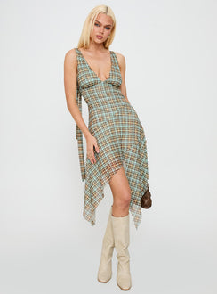 Blaize Asymmetrical Midi Dress Multi Check