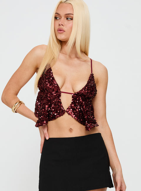 Rosaton Top Dark Red