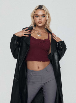 product Princess Polly Sleeveless Square Neck  Dalma Twist Top Wine