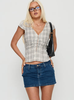 Annaleah Low Rise Denim Skort Mid Blue