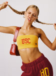 front view of model wearing Princess Polly USC Bandeau Top Cardingal Red Sleeveless straight 