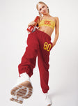 front view of model wearing Princess Polly USC Sweatpants Cardinal Red / White 