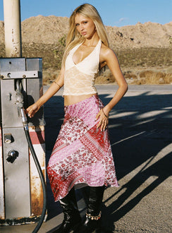   front view of model wearing Princess Polly Lovely Bunch Maxi Skirt Multi Maxi 