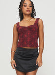 Rehna Top Red Floral