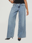 back view of model wearing Princess Polly Mongo Baggy Jeans Light Wash Low Rise Jeans 