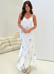 Princess Polly Scoop Neck  Sing Along Maxi Dress White / Blue Petite