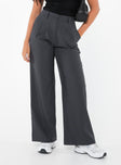 Front view of model wearing  front Princess Polly High Waisted Pants  Archer Pants Slate Petite