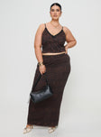   front view of model wearing Princess Polly Hostona Maxi Skirt Mutli Curve Maxi 