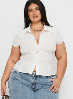 Cottesloe Blouse Top Textured White Curve
