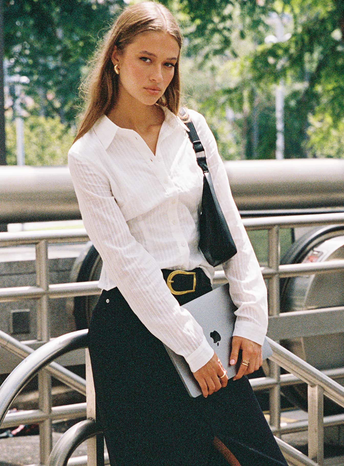 product Princess Polly Three Fourth Sleeves Crew Neck  Fogler Shirt White