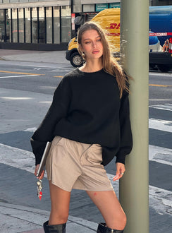 side view of model wearing Princess Polly Ryanna Sweater Black Long 