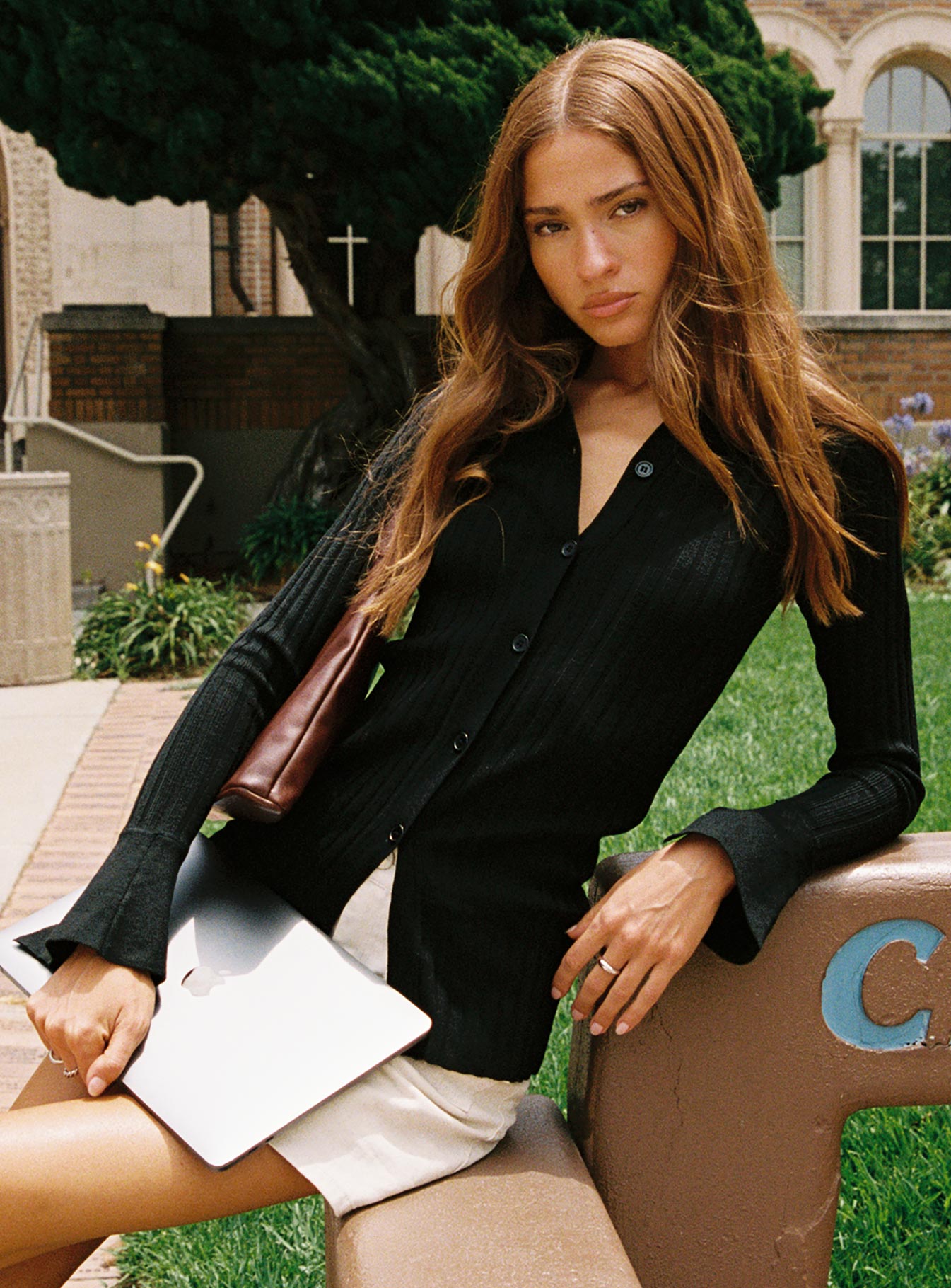 side view of model wearing Princess Polly Anneke Collared Cardigan Black Long 